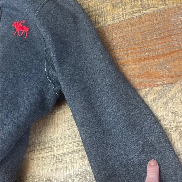 Abercrombie & Fitch Charcoal Hoodie with Red Emblem - Picture 13 of 13